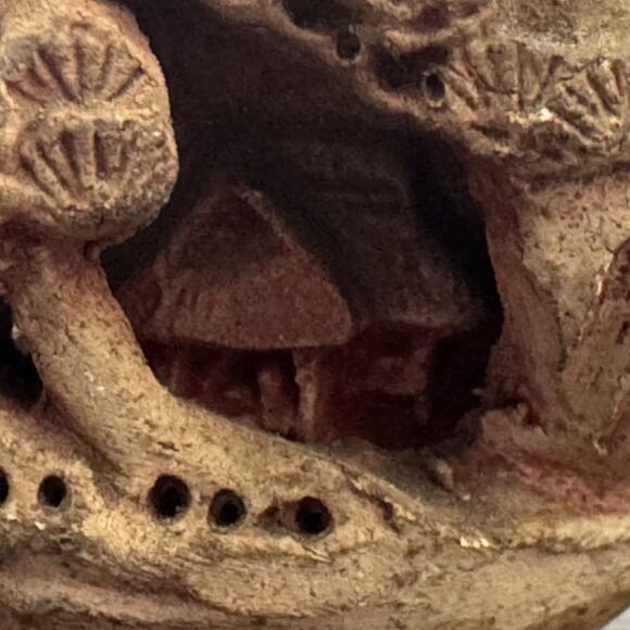 VTG Two Intricately Hand Carved Banko Ware Japanese Miniature Vase House Inside - Picture 5 of 16